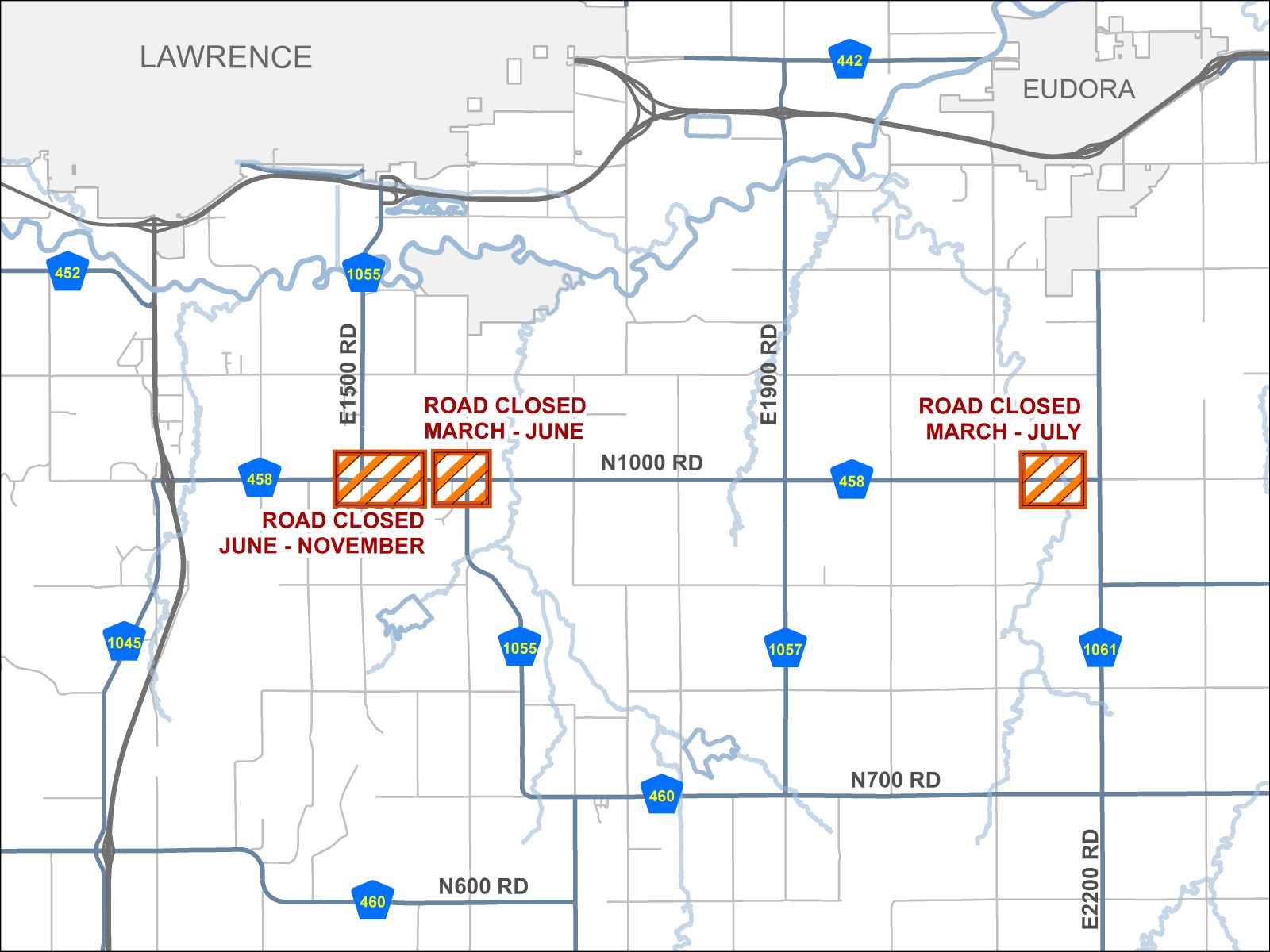 Road closures on N 1000 Road