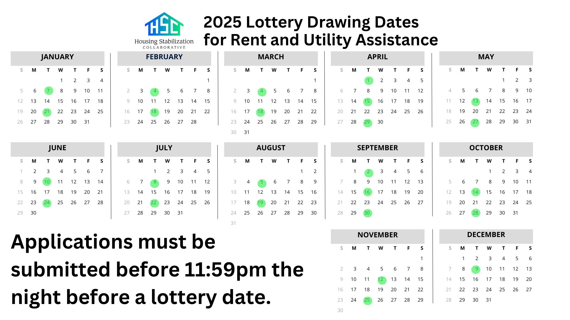 2025 Lottery Calendar -see details for more