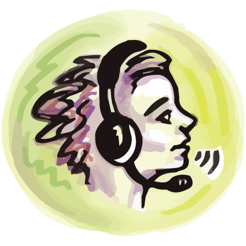 Graphic of person with headset speaking