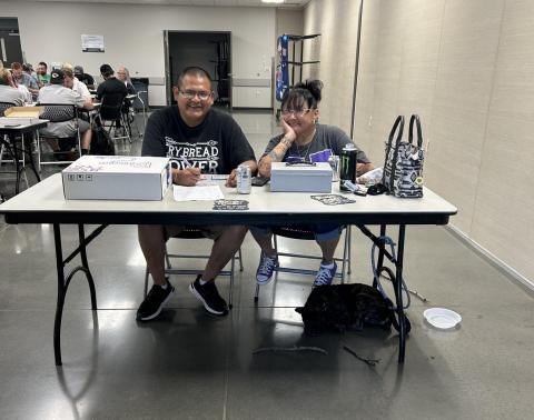 Tim Shoulderblade and his wife help at the Drug Court Alumni Group's Bingo Night.