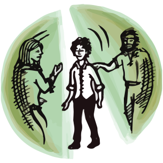 People giving a man support graphic