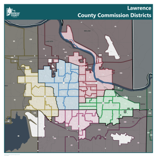 Douglas County Commission Districts map - Lawrence zoom view