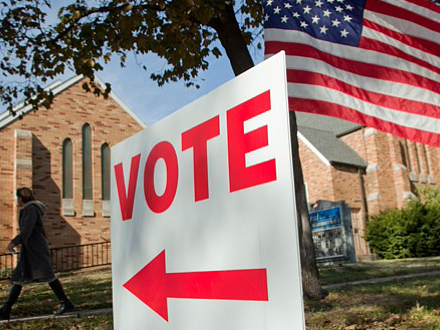 Vote Sign and Flag