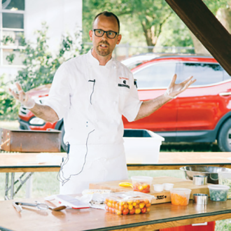 Chef Rick Martin demonstrates at Farmer's Market