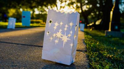 Candle in bag at Recovery Walk event