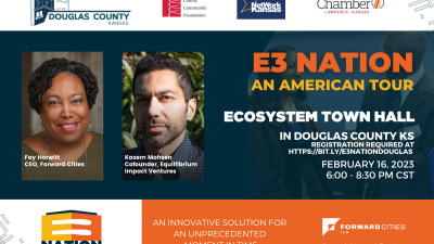 Flyer for E3 Nation Ecosystem Town Hall event