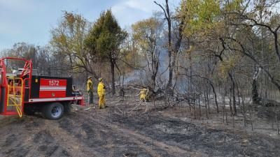 Consolidated Fire District No. 1 battles a brush fire.