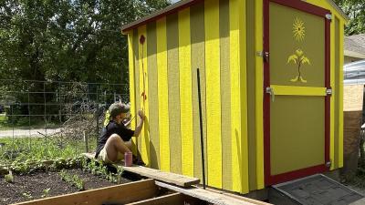 Community garden shed mural