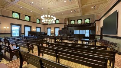 Newly renovated County Commission meeting room