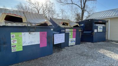 Recycling bins at Stull Community of Faith Church