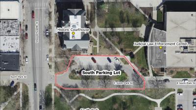 Parking lot south of courthouse